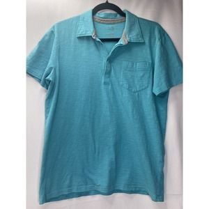 (A) Armani Exchange Polo Shirt Mens Large Blue Short Sleeve Collard‎ Cotton